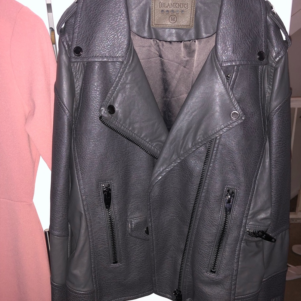 Leather jacket black grey tone